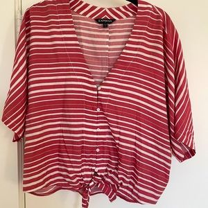 EXPRESS | Crop Tie Striped Blouse Size Small